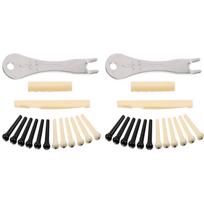 24PCS Acoustic Guitar Guitar Bridge Saddle White+Black Guitar Pegs Kit Bridge Pin Puller  For Guitar beige