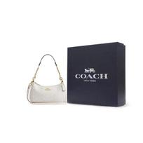 COACH Teri dirbtinės odos rankinė per petį, vidutinio dydžio moteriška rankinė, kreidos baltumo CV933-IMXU5 One Size 3 white