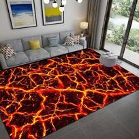 Giant 3D Volcano Magma Theme Rug Fiery Lava-Inspired Carpet for Bedroom Living Space Non-Slip Floor Mat Kids’ Playroom Doormat 80x120cm