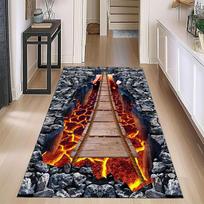3D optinės iliuzijos ugnikalnio bėgiko kilimas, vulkaninės lavos koridoriaus kilimas, neslystantis namų dekoras, grindų kilimėlis svetainei, miegamajam 40X120CM