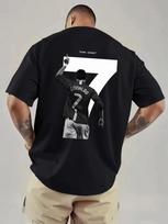 2026 New CR7 Cristiano Ronaldo Graphic Print Men's High‑Quality Fashion Casual Breathable Crew Neck Fashion Short‑Sleeve T-shirt S black