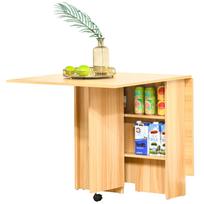 Sulankstomas valgomojo stalas, prailginamas stalas mažoms erdvėms, sulankstomas stačiakampis stalviršis su laikymo lentynomis virtuvei, valgomajam, tikmedžio 140 x 80 x 74 cm