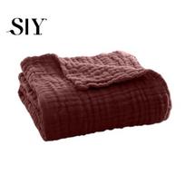 Versatile Muslin Cover Blanket Summer Couch Throw Breathable Solid Color Easy Care Wrap Cuddly for Bed Sofa Travel Holiday Use Lightweight Comfort 25cm vyno raudonos spalvos