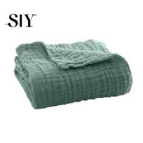 Versatile Muslin Cover Blanket Summer Couch Throw Breathable Solid Color Easy Care Wrap Cuddly for Bed Sofa Travel Holiday Use Lightweight Comfort 100cm tamsiai žalia spalva