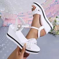 Women's Spring-Summer Platform Thick-Soled Versatile Fairy-Style Slide Sandals With Ankle Strap, Lightweight Anti-Slip Comfort Footwear. 42 balta