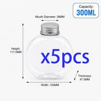 10 vnt. 300 ml plastikiniai rutulio formos buteliukai gėrimams, laikymo indai, geriamojo vandens buteliukai, plastikinis vandens buteliukas su dangteliais 300ml blue