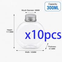 10 vnt. 300 ml plastikiniai rutulio formos buteliukai gėrimams, laikymo indai, geriamojo vandens buteliukai, plastikinis vandens buteliukas su dangteliais 300ml