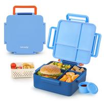 Nešiojama termo pietų dėžutė (bento) maistui, su kvadratiniais skyreliais, tinkama mikrobangų krosnelėje šildyti Model 1 gray
