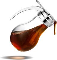 Skaidrus 200 ml stiklinis medaus dozatorius su metaliniu dangteliu, nevarvantis, tinkamas plauti indaplovėje, skirtas klevų sirupui, keksiukų tešlai, cukrui black
