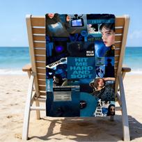proof beach towel with a singer Billie Eilish pattern - soft,absorbent,quick-drying,machine washable - perfect for swimming,camping,bathing 70cmx140cm(27x55inch) black