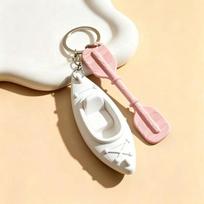 Decorative Trinket Pla Kayak Keychain Oars Shaped 3D Shape Canoe Pendant Multiple Colors Creative Design Boat Pendant Summer A1 white