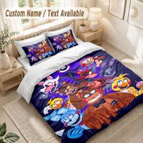 Five Nights at Freddys Bedding Set, 1 Duvet Cover & 2 Pillowcases Soft Comfortable Bedroom Home Textile Decor 135cmx200cm