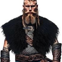 Vikingų dirbtinio kailio peties apsaugos Viduramžių Cosplay Kailinė peties skraistė LARP Kariui Helovino Teminiam vakarėliui Kostiumų Aksesuarai L black