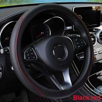 Automobilio vairo apdangalas mikropluošto odos neslystantis pagalvėlė universali 37-39cm vairaračiams raudona/juoda