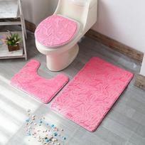 Vonios kilimėlis 3 rinkiniai Pradžia Tualeto kilimėlis Svetainė Vonios kambarys Gold Print Neslystantis kilimas Dušo kilimėlis Miegamojo spausdinimo grindų kilimėlis 3PCS pink