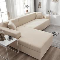 Paprasti kampiniai sofos užvalkalai svetainei Elastinis spandex sofos užvalkalas tamprus užvalkalas L formos sofa Reikia pirkti 2 vnt. Medium(145-185cm)1pc pilkšvai balta