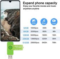 USB laikmena 64gb otg usb atmintinė dviguba usb 3.0 atmintinė su micro usb jungtimi, skirta android išmaniesiems telefonams, planšetiniams kompiuteriams ir kompiuteriams (žalia)