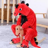 Žalias Dinozauras Žiemos Vaikams Flanelinis Gyvūnas Kigurumi Pižamos 1 Dalys Vaikiška Pižama Drabužiai su gobtuvu miegui 120 raudona