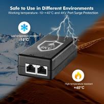 Gigabit Poe+ injektorius 2 prievadai, 802.3af 30w, 10/100/1000Mbps, Plug & Play, montuojamas ant stalo/sienos, atstumas iki 100 metrų (328 pėdų)