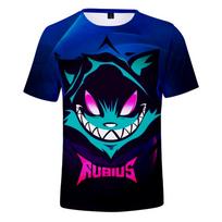Rubius Merch 3D spausdintas marškinėlis Vyrams Moterims Vaikams Vasaros Mada Kasdienis Marškinėlis Animacinis Anime Harajuku Gatvės Drabužiai Viršūnės ir Marškinėliai XXL mėlyna
