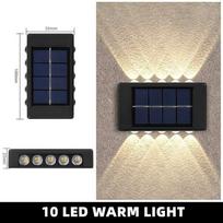Saulės daugiafunkcis sieninis šviestuvas, atsparus vandeniui ir apsaugantis LED kiemo tvoros sodo dekoratyvinis šviestuvas 10LED-warm-2pcs gray
