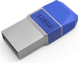 USB laikmena Mini Usb C atmintinė Dual 128gb - 2-in-1 funkcija > Usb 3.0 & Type C < atspari vandeniui, maža ir itin greita - pagaminta iš metalo, idealiai tinka raktų pakabukams - Flash atmintinė Usb-c 128Gb mėlyna
