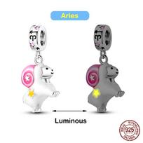 Naujas išpardavimas 925 prabos sidabro raidės abėcėlės A-Z pakabukas karoliukas 12 Zodiako ženklų pakabukas Tinka originaliam apyrankės „pasidaryk pats“ papuošalui gray