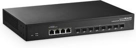 Mokerlink 12 prievadų 10gbps valdomas jungiklis, 4x10g rj45 ethernet prievadai, 8x10g sfp+ lizdas palaiko 1g ir 10g sfp+ modulius, 240gbps pralaidumas l2 valdomas šviesolaidinis jungiklis