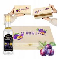 Medinė dėžutė su dekoruota 0.5l buteliu "šliovica"