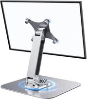Monitoriaus laikiklis Golday monitoriaus stovas - vertikalus horizontalus laisvai pastatomas monitoriaus stovas dviem 13–17,3 colių ekranams su pasukamu, pakreipiamu ir aukščio reguliavimo ekranu (sidabrinis)