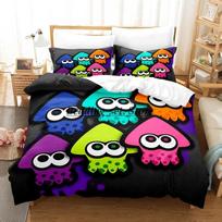 Splatoon 3 Inkling Kalmaras Patalynės Komplektas Viengulis Twin Pilnas Queen King Dydžio Lovos Komplektas Suaugusiųjų Vaikų Miegamojo Antklodės Užvalkalų Komplektai Paklodžių Komplektas 70x133cm 2pcs blue