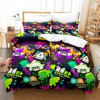 Splatoon 3 Inkling Kalmaras Patalynės Komplektas Viengulis Twin Pilnas Queen King Dydžio Lovos Komplektas Suaugusiųjų Vaikų Miegamojo Antklodės Užvalkalų Komplektai Paklodžių Komplektas 70x133cm 2pcs
