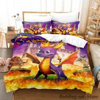 Naujas Spyro reignited trilogy patalynės komplektas Viengulis Dvivietis Pilnas Karalienės Karališko dydžio lovos komplektas Suaugusių Vaikų Miegamasis Antklodės užvalkalų rinkiniai Anime Gme 70x133cm 2pcs blue