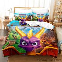 Naujas Spyro reignited trilogy patalynės komplektas Viengulis Dvivietis Pilnas Karalienės Karališko dydžio lovos komplektas Suaugusių Vaikų Miegamasis Antklodės užvalkalų rinkiniai Anime Gme 70x133cm 2pcs