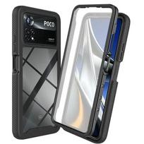 Skirta POCO X6 X5 M5s X3 NFC 360 Protect priekinis galinis skydelis Xiaomi Poco X4 Pro 5G Crystal Case Funda C65 M4 6 3 X 4 5 M buferio dangtelis Poco X4 Pro 5G&Case and PET Film juoda