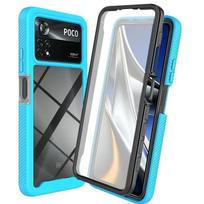 Skirta POCO X6 X5 M5s X3 NFC 360 Protect priekinis galinis skydelis Xiaomi Poco X4 Pro 5G Crystal Case Funda C65 M4 6 3 X 4 5 M buferio dangtelis Poco X5 Pro 5G&Case and PET Film šviesiai mėlyna spalva