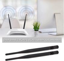 Emagtech 2 x Wifi antena 6dbi 2.4 Ghz 5.8 Ghz dviejų dažnių su Rp-sma kištuku, kryptinė, skirta belaidžiam maršrutizatoriui, apsaugos kamerai ir kt.