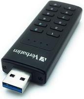 USB laikmena Verbatim Keypad Secure Usb 3.2 Gen 1, 128Gb, atmintinė su slaptažodžio apsauga ir šifravimu, su usb-a prailginimo laidu, usb-3, skirtas nešiojamam kompiuteriui, bloknotui ir kt., juoda