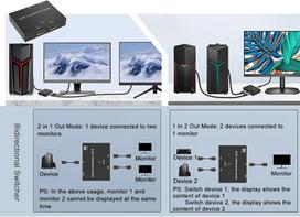 Displayport jungiklis dvikryptis dp 1.4 switcher 2x1/1x2, 8k@30hz 5k@60hz 4k@120hz 2k@165hz dp jungiklis, palaiko 3d ir hdr, skirtas nešiojamam kompiuteriui