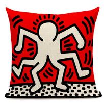 Pop Art Figūrų Grafiti Pagalvės Užvalkalas Spalvingo Abstraktaus Meno Dekoratyvinis Pagalvės Užvalkalas Kvadratinis Lino Mesti Pagalvės Užvalkalas 450mm*450mm