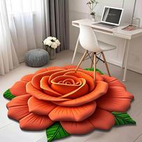 Svetainės namų 3D grindų kilimėlis gėlių grindų kilimėlis pliušinis kilimas apvalus netaisyklingas kilimas Diameter 80cm black