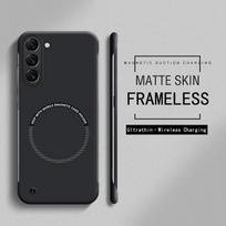 Berėmelis Magnetinis Plonas Dėklas Magsafe Samsung Galaxy S23 FE S24 S25 Ultra Plus Belaidis Krovimas Kietas PC Matinis Galinis Dangtelis for S23 FE juoda