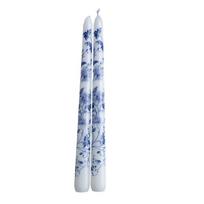 2 vnt./rinkinys Spausdintos ilgos žvakės Vakarienėms Vienos dagties Kinų Mėlyno ir Balto Porceliano Ilga Žvakė Vakarėliui Žvakių šviesa Namams 25 cm white