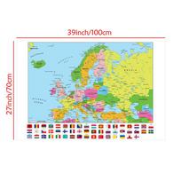 Europos žemėlapis-politinis pasiskirstymas-su vėliavomis, edukacinis plakatas namų biurui, klasei, kelionių/edukacinės priemonės 100*70cm
