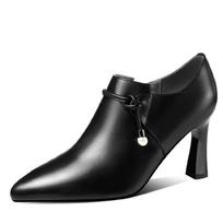 Fashion Botas Femininas Women Fashion High Quality Brown Stiletto Heel Ankle Boots Lady Casual Black Patent Leather Autumn Shoes 2025 35 juoda