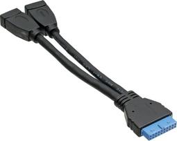 Inline® 33445i usb 3.0 adapterio kabelis / 2x female a į 19 kontaktų jungtį