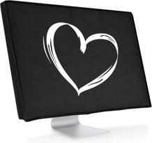 Kwmobile 24-26 colių monitoriaus dėklas - kompiuterio ekrano apsauginis dėklas 24-26 colių monitoriui - kompiuterio uždangalas, spalva: heart brush white black