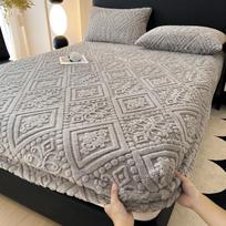 Pliušinis čiužinio užvalkalas lovai, tampri minkšta medžiaga, paklodė su gumyte, šildo, apsaugo nuo dulkių, skalbiama mašinoje 90X200,180X200 90X200+28cm(only sheet) gray