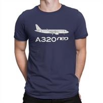 2025 naujas modelis Airbus Kūrybiniai marškinėliai vyrams A320 neo Kontūras Apvalus kaklas Pagrindiniai marškinėliai Drabužiai dovanai Streetwear M blue