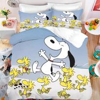 Animacinis Snoopy patalynės komplektas Lovos užvalkalas Antklodės užvalkalas Pagalvės užvalkalas 2-3 dalių komplektai Berniuko Mergaitės Namų Miegamojo Dekoras EU Single 135x200cm gray